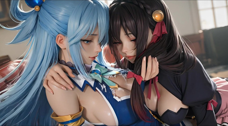 Iani media: Sfw aqua dan yunyun dari soft show konosuba menyentuh dan...