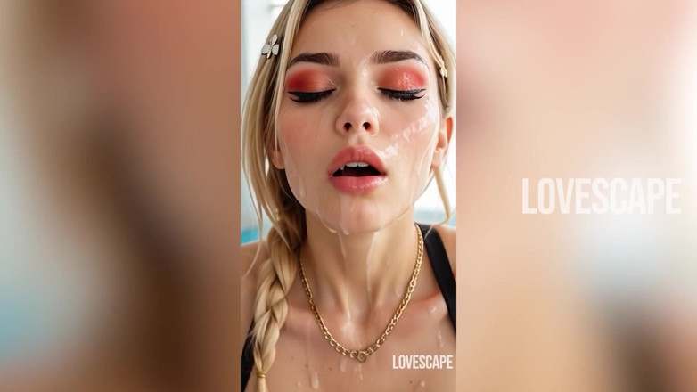 Lovescape: Sexy blondýnka u bazénu Dvojitě ošukaná a bušená velkým černým pérem