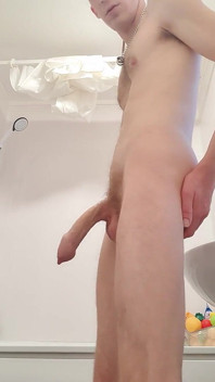 Risky Wank Before Bath Cock Slapping