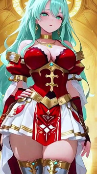 Silver Thighs Under Red & White Armor, Kneeling Lazily in the Bedroom. Who Can Resist This Divine yet Wild Look?