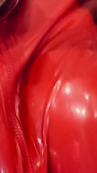 Anyone Is a Fan of Shiny Red Latex? I Know You Want to Cum All Over My Huge Tits