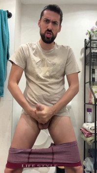 Hot Stepdaddy Jerking off and Busting a Thick Load