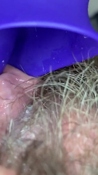 Extreme closeup big clit licking toy orgasm hairy pussy
