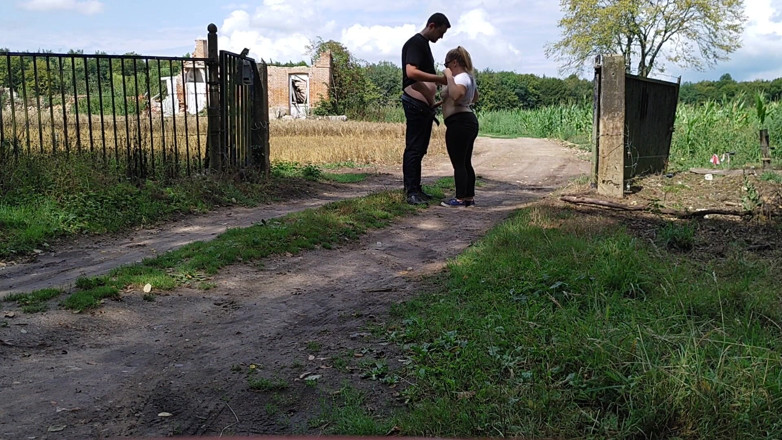 CharnElle: Risky blowjob near ruined factory