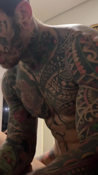 Moaning on the Tattooed Man's Big Dick - Bareback