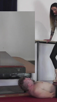 Slave's Orgasm Under Mistress Tatjana's White Boots Pp a