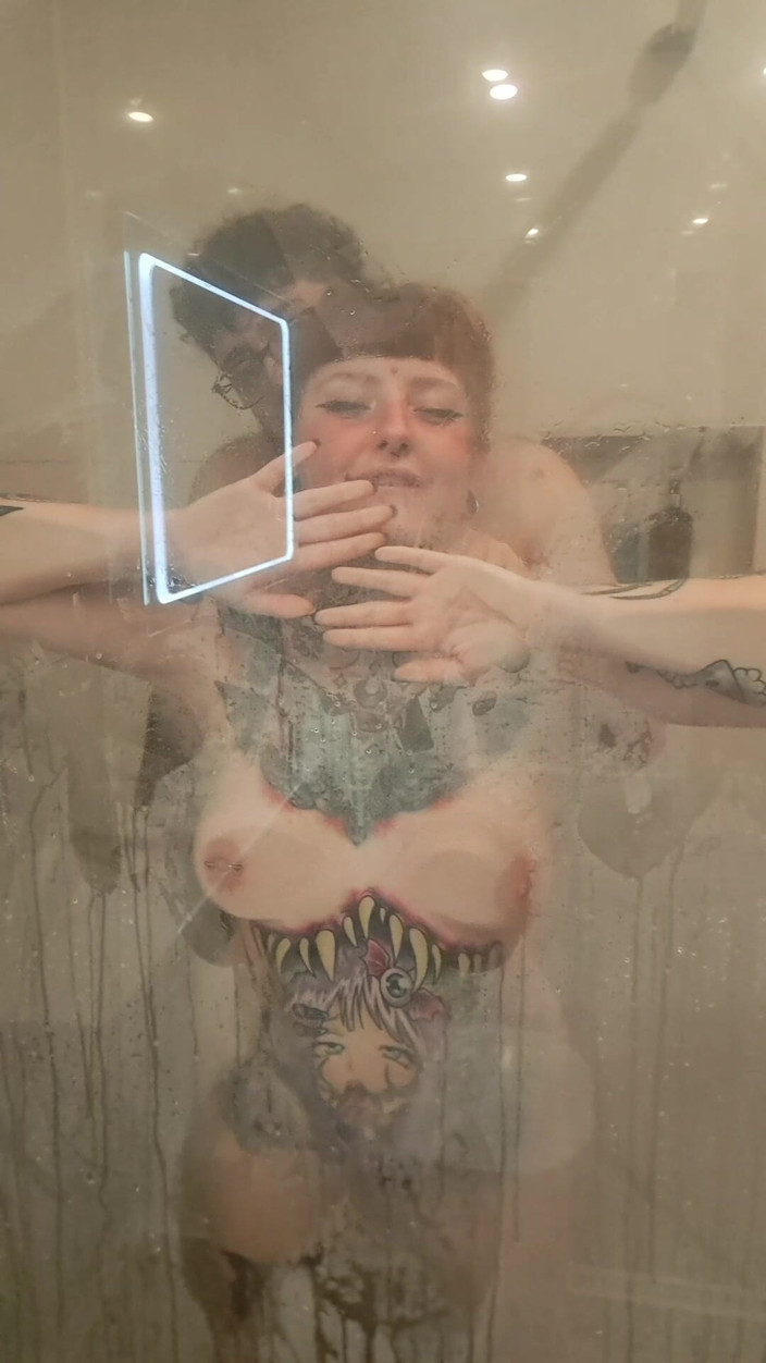 Yourfavecumslut: Shower Sex Against the Big Steamy Glass Panel