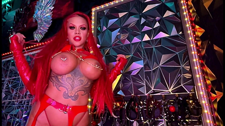 Red X: 4K Big Tits Big Ass Redhead Strips Down in Dungeon