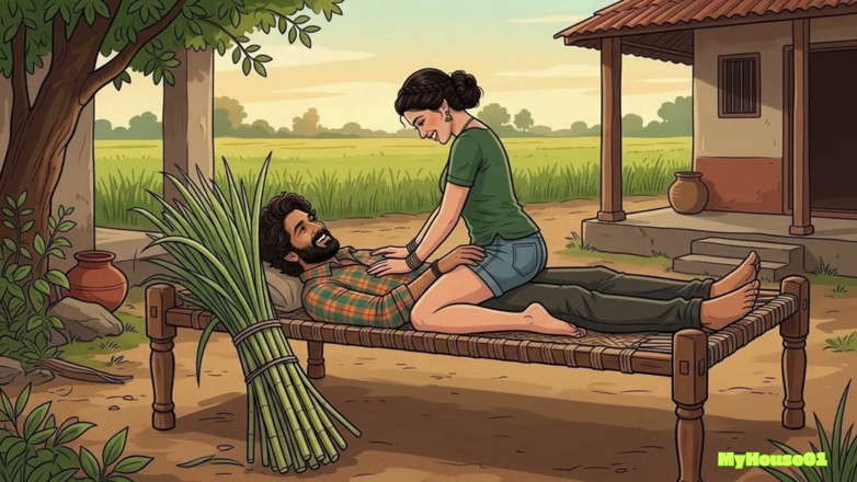 My house for adult: Dr srivalli bhabi pushpa bhai'nin evine geliyor ve açık havada...