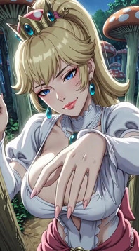 Princesa Peach em topless em uma floresta de cogumelos (ai animation)