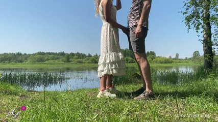 Alisa Lovely: Passionate sex of a teen amateur couple by a summer...