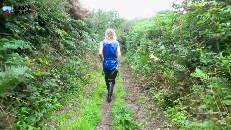 UKCuteGirl Lucy Lauren: Shiny Pvc Rainwear Walk with a Kinky Secret