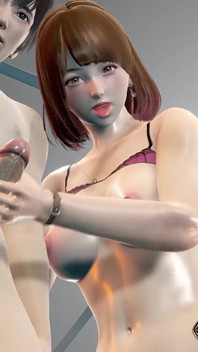 Dicke möpse büro-schlampe chiyoko - 3D Hentai Animation tittenfick pOV, stehender handjob für großen schwanz und abspritzen in den hals