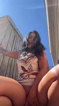 Horny Slut Sneaks Fingers in Herself Outside