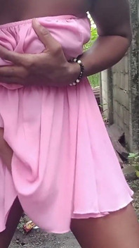 Teasing in a Pink Dress Squeezing My Boobs Fingering Rubbing My Wet Hairy Pussy