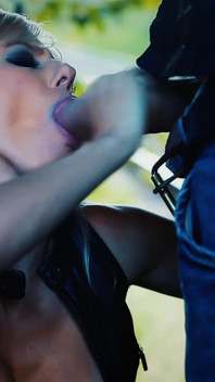 Blonde Does Business with an Open Mouth and a Taste for Cum
