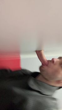 Scally Chav Boy in Leather Jacket Try Glory Hole in the First Time