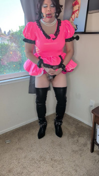 Sissy Maid Playing with Herself with Bondage, Huge Dildos, and Chastity