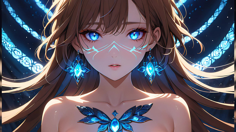 LustRender: 一个有着神秘发光标记的美丽年轻女人的恍惚惚