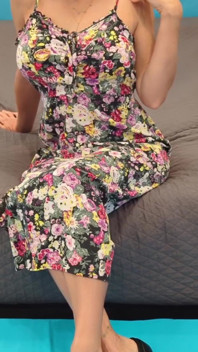 Floral Dress & Black Sandals & Glasses Try on