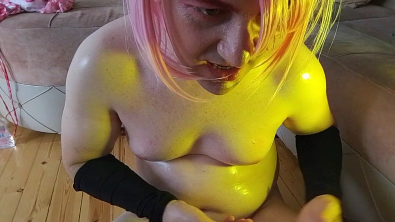 Kitty_Cross: Femboy's Smooth Legs Shimmer Under Colorful Lights