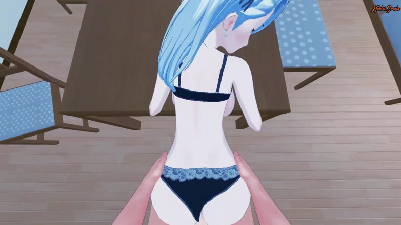 Hentai Smash: Sae Niijima membentangkan kakinya dan dikongkek di atas meja dari...