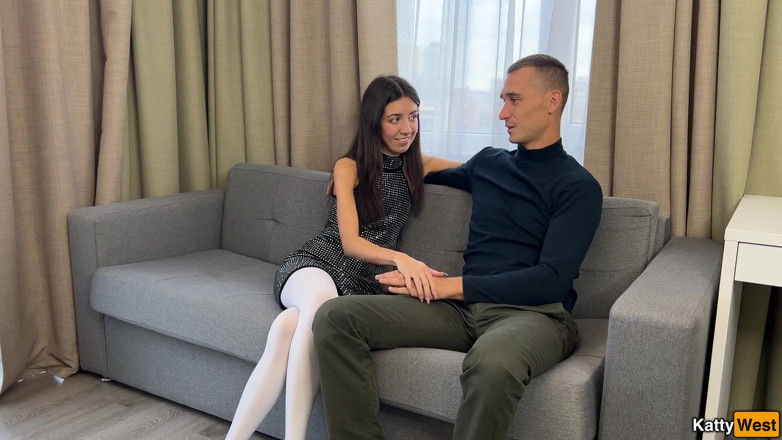 Katty West: Analsex på första dejten med en skönhet i vita strumpbyxor