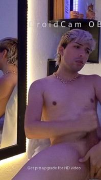 Blonde Hair Boy Jerking off in Cam and Cum Masive
