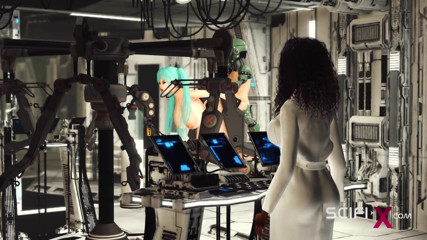 SciFi-X: Sex ve vesmírné lodi. Space prsatá dívka v manžetách je...