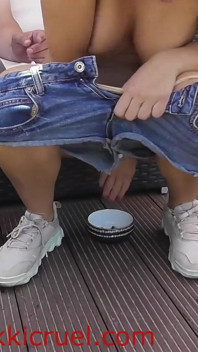 Blonde MILF and Slim Teen Spitting on Their Servant
