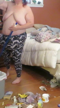 Clean up my room dressed then topless