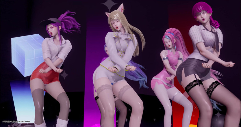 3D-Hentai Games: Chung Ha - Snapping striptease Ahri, Akali, Kaisa, Evelynn, Seraphine KDA 3D...