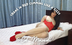Trans in Red Cumming Like a Sissy