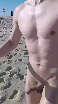 Running Naked with Boner at the Beach 1