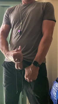 Jockdad87 Shoots a Load of Cum All Over the Equipment Closet