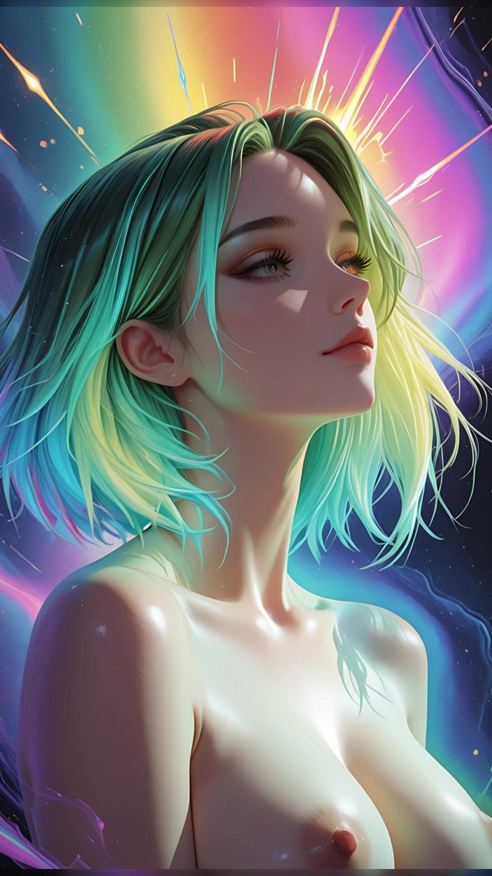 VelvetInk Studio: 발광 눈의 코스믹 네온 뷰티 초상화 꿈같은 판타지 Ai Art 슬라이드쇼