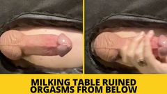 BJQueen and Rod: Milking Table Ruined Orgasms From Below