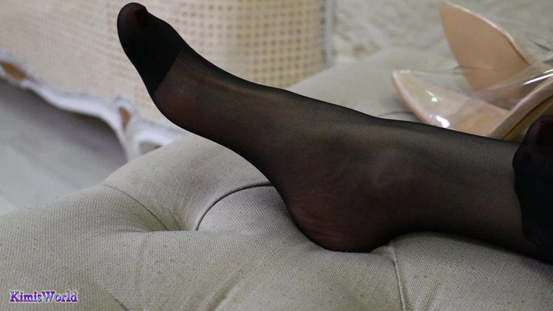 KimisWorld: Black Nylons Foot Teasing &amp; Footplay - Sheer Stockings, Soles and Slow...