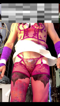 Sexy Lingerie Shemale Outdoor Exhibition Anal Dildo Insight Her Ass