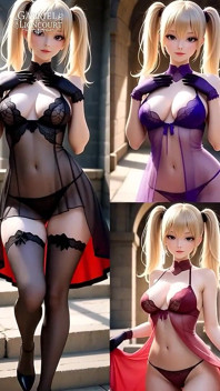 Hentai gothic-meisjes met geverfd haar pronken met hun grote tieten 2
