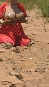 Julie Gets Messy in Mud - Huge Natural 38F Tits Swing in Wet Dirt Outside