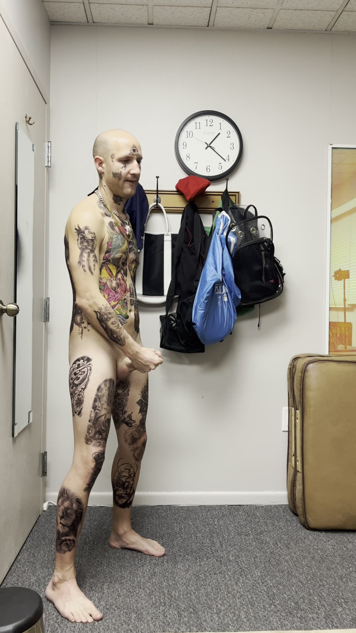 Straight ish Jake Grand: Face Tatted Twink Jerking While Dildo Fucked