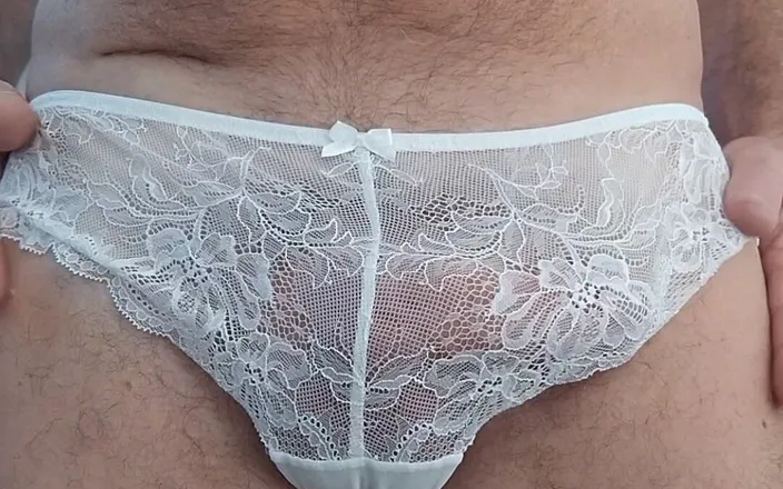 dragontrainer5: Crossdresser in White Bra and Panties Cums for You