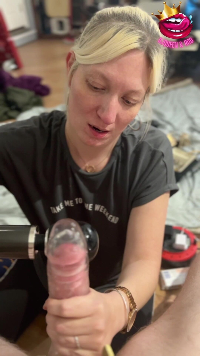 BJQueen and Rod: POV Blonde MILF Gives Teasing Blowjob Inside a Transparent Cock...
