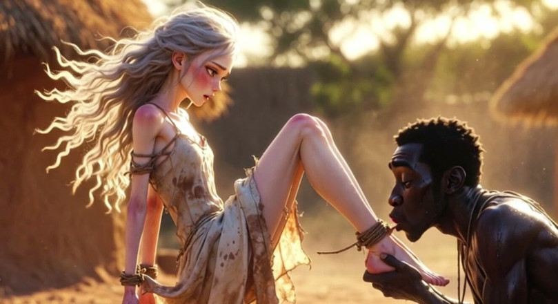 YOUR BEST FANTASY: امرأة بيضاء في عبودية - رجل أفريقي يلعق قدمه بشغف
