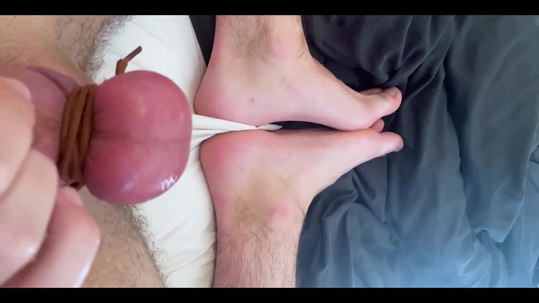 cbtLove: Teen Boy Feet CBT Jerking off Precum Bondage