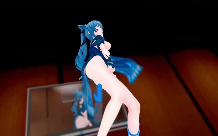 Smixix: Genshin Impact Keqing Despindo dança e sexo nu mmd 3D azul...