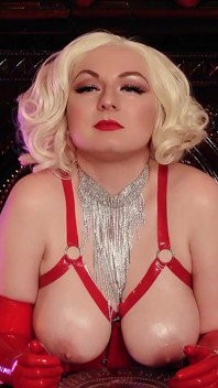 Sexy Pin up Girl Eating Donuts in Latex Gloves