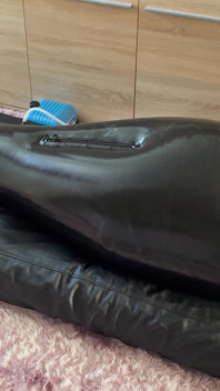 Wife Punishes Her Slave in Full-body-inflate Latex Bag - Estim - Restricted Breathing - Bagged