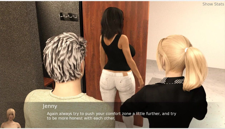 XXX Games Bunk: Project hotwife - геймплей - чоловік трахає дружину раком і кінчає в цицьки та її тіло